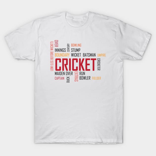 Cricket, Cricket Words T-Shirt by TeeFusion-Hub